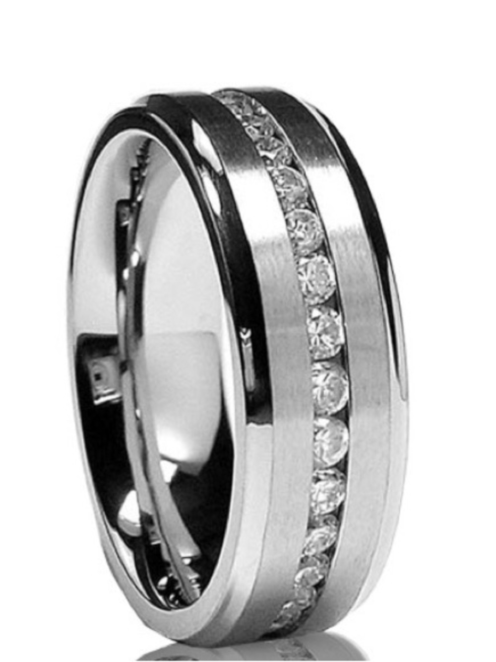 NWT-Men's Eternity Titanium
Wedding Band with CZ